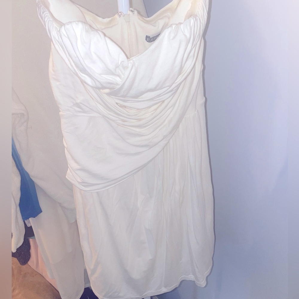 Express white mini rouched dress